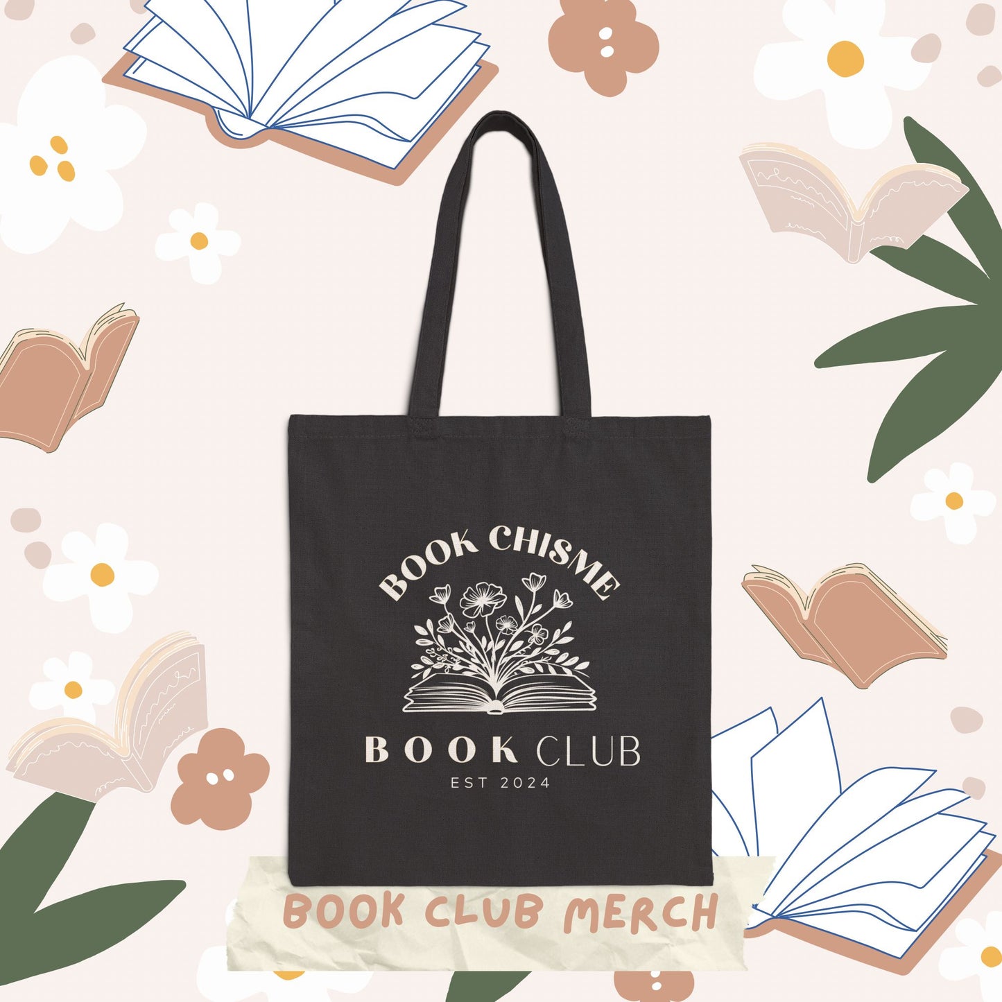 Book Chisme Book Club Cotton Canvas Tote Bag
