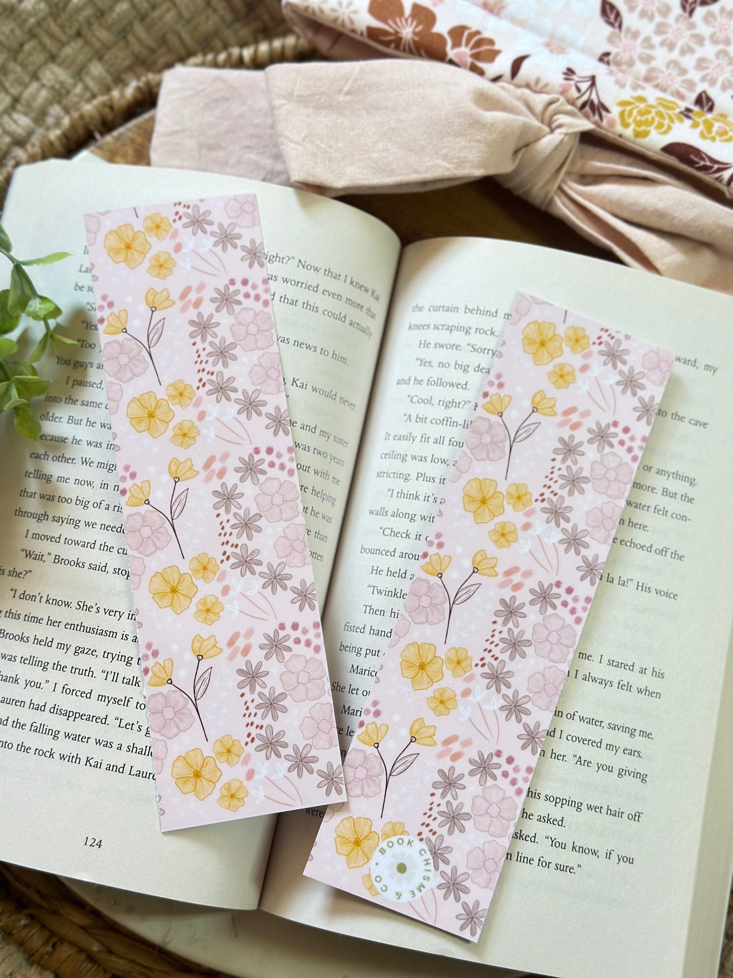 Pink & Yellow Florals - Double Sided Laminated Bookmark