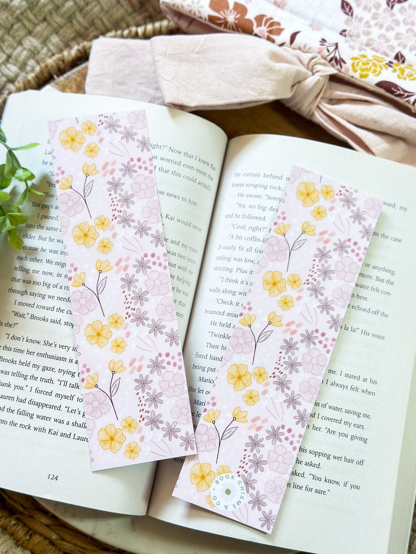 Pink & Yellow Florals - Double Sided Laminated Bookmark