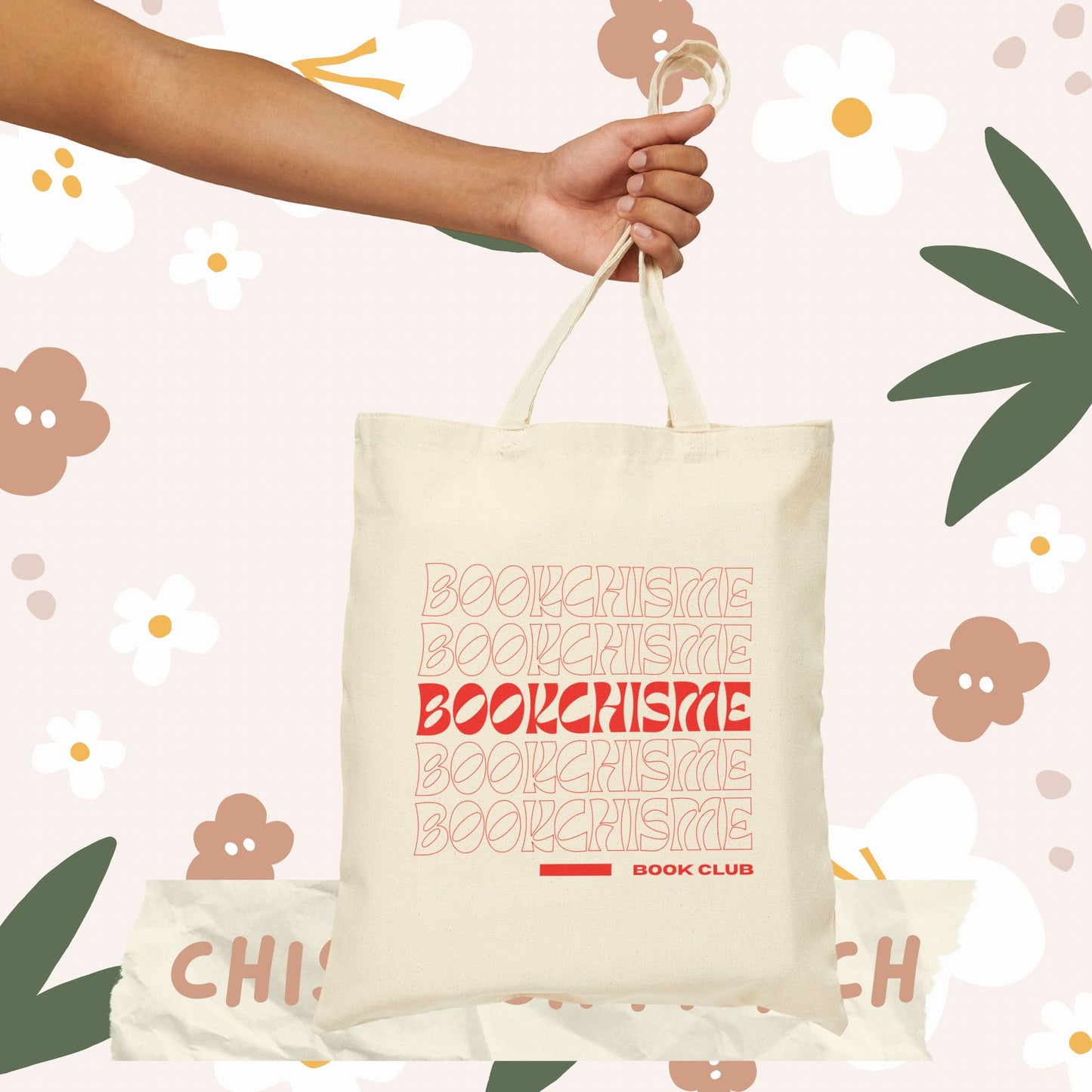 Red | Book Chisme Book Club -Cotton Canvas Tote Bag