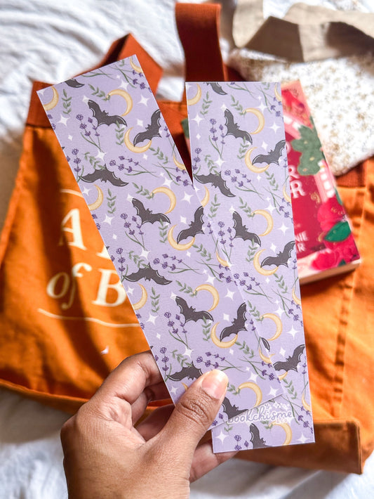 Bats & Lavander Moons - Double Sided Laminated Bookmark