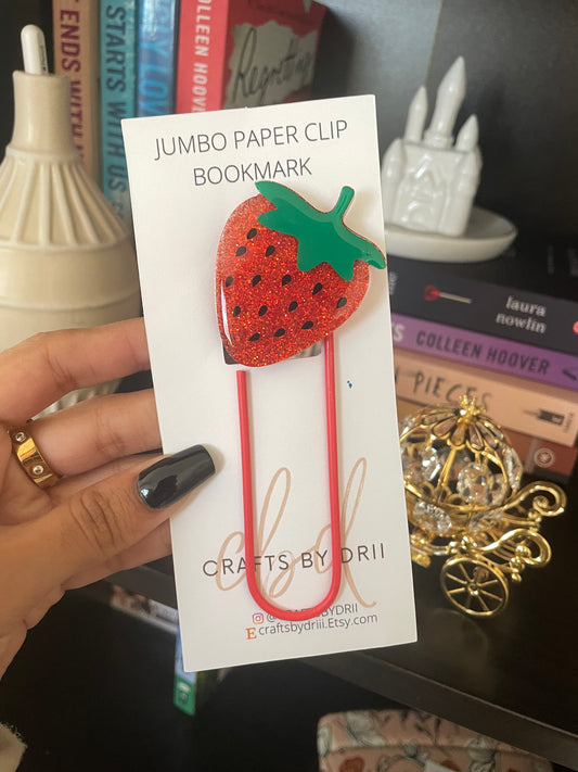 Strawberry Jumbo Paper Clip Bookmark